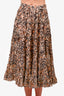 Ulla Johnson Brown Patterned Raffle Midi Skirt Size 2