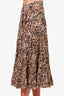 Ulla Johnson Brown Patterned Raffle Midi Skirt Size 2