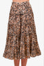 Ulla Johnson Brown Patterned Raffle Midi Skirt Size 2