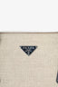Prada Navy Blue/Beige Canvas/Leather Top Handle Bag