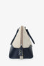 Prada Navy Blue/Beige Canvas/Leather Top Handle Bag