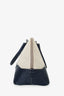 Prada Navy Blue/Beige Canvas/Leather Top Handle Bag