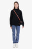 Prada Black Wool/Cashmere Knit Logo Embroidered Sweater Size 48