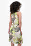 Opening Ceremony White/Green Printed Chiffon Twist Pearl High Neck Dress Size 2