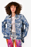Off-White Blue/White Denim Printed Jacket Size 42