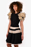 D&G Dolce & Gabbana Black Nylon Zip-Up Top with Cream Ruffled Shoulders + Skirt Set Size 38