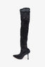 Manolo Blahnik Black Sequin Pointed Toe Sock Boots Size 36.5