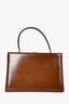 Celine Brown Leather Clasp Medium Top Handle