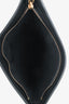Christian Dior Black Calfskin Embossed Logo Zip Clutch