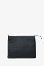 Christian Dior Black Calfskin Embossed Logo Zip Clutch