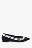 Christian Dior Black/White 'J'ADior' Embroidered Accent Flats Size 39