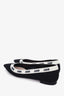 Christian Dior Black/White 'J'ADior' Embroidered Accent Flats Size 39