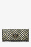 Prada Green/Black Leather Geometric Pattern Fold Wallet