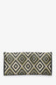 Prada Green/Black Leather Geometric Pattern Fold Wallet