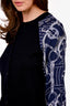 Hermès Navy Wool/Silk Printed Cardigan Size 36