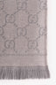 Gucci Grey/Silver Wool 'GG' Logo Scarf