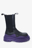 Bottega Veneta Black/Purple Leather Tire Boots Size 36