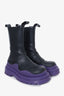 Bottega Veneta Black/Purple Leather Tire Boots Size 36
