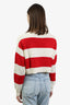 Miu Miu Red/White Wool Striped Cherry Sweater Size 40