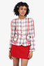 D&G Dolce & Gabbana White/Red/Blue Plaid Button-up Jacket Size 36