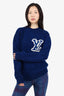 Louis Vuitton Blue Wool Knit Logo Print Sweater Size XS