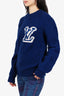 Louis Vuitton Blue Wool Knit Logo Print Sweater Size XS