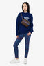 Louis Vuitton Blue Wool Knit Logo Print Sweater Size XS