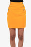 Balmain Orange Bodycon Mini Skirt with Gold Buttons Size 34