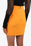Balmain Orange Bodycon Mini Skirt with Gold Buttons Size 34