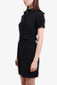 Burberry London Black Silk Belted Collar Short-Sleeve Dress size 2
