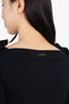 Burberry Black Knitted Square Neck Short-sleeve Top with Bow Detail Size X-Small