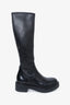 Prada Black Leather Stretch Napa Moto Knee Boots Size 36