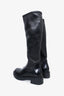 Prada Black Leather Stretch Napa Moto Knee Boots Size 36