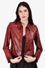 Missoni Vintage Burgundy Leather Zip-Up Jacket Size 44