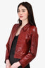 Missoni Vintage Burgundy Leather Zip-Up Jacket Size 44