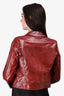 Missoni Vintage Burgundy Leather Zip-Up Jacket Size 44