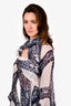 Peter Pilotto Blue/White Patterned Neck Tie Blouse Size S