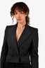 Saint Laurent 2023 Grey Wool Striped Cropped Blazer Jacket Size 40