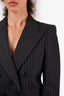 Saint Laurent 2023 Grey Wool Striped Cropped Blazer Jacket Size 40