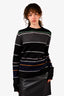 Raf Simons Black/Grey Merino Wool Striped Sweater Size S