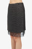 Pre-loved Chanel™ 2003 Black/Silver Tweed Skirt with Mesh Polka Dot Underlay Size 42