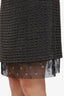 Pre-loved Chanel™ 2003 Black/Silver Tweed Skirt with Mesh Polka Dot Underlay Size 42
