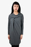 Brunello Cucinelli Grey Cotton Knit Midi Dress Size S