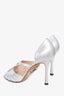 Manolo Blahnik Silver Leather Crystal Buckle Heels Size 41