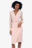 Max Mara Pink Wool Sheer Sleeve Belted Midi Dress Size 2