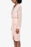 Max Mara Pink Wool Sheer Sleeve Belted Midi Dress Size 2