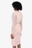Max Mara Pink Wool Sheer Sleeve Belted Midi Dress Size 2