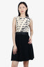Max Mara Black/White Silk Striped Belted Midi Dress size 2
