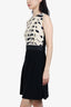 Max Mara Black/White Silk Striped Belted Midi Dress size 2