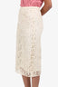 Burberry White Macrame Lace Overlay Midi Skirt Size 38